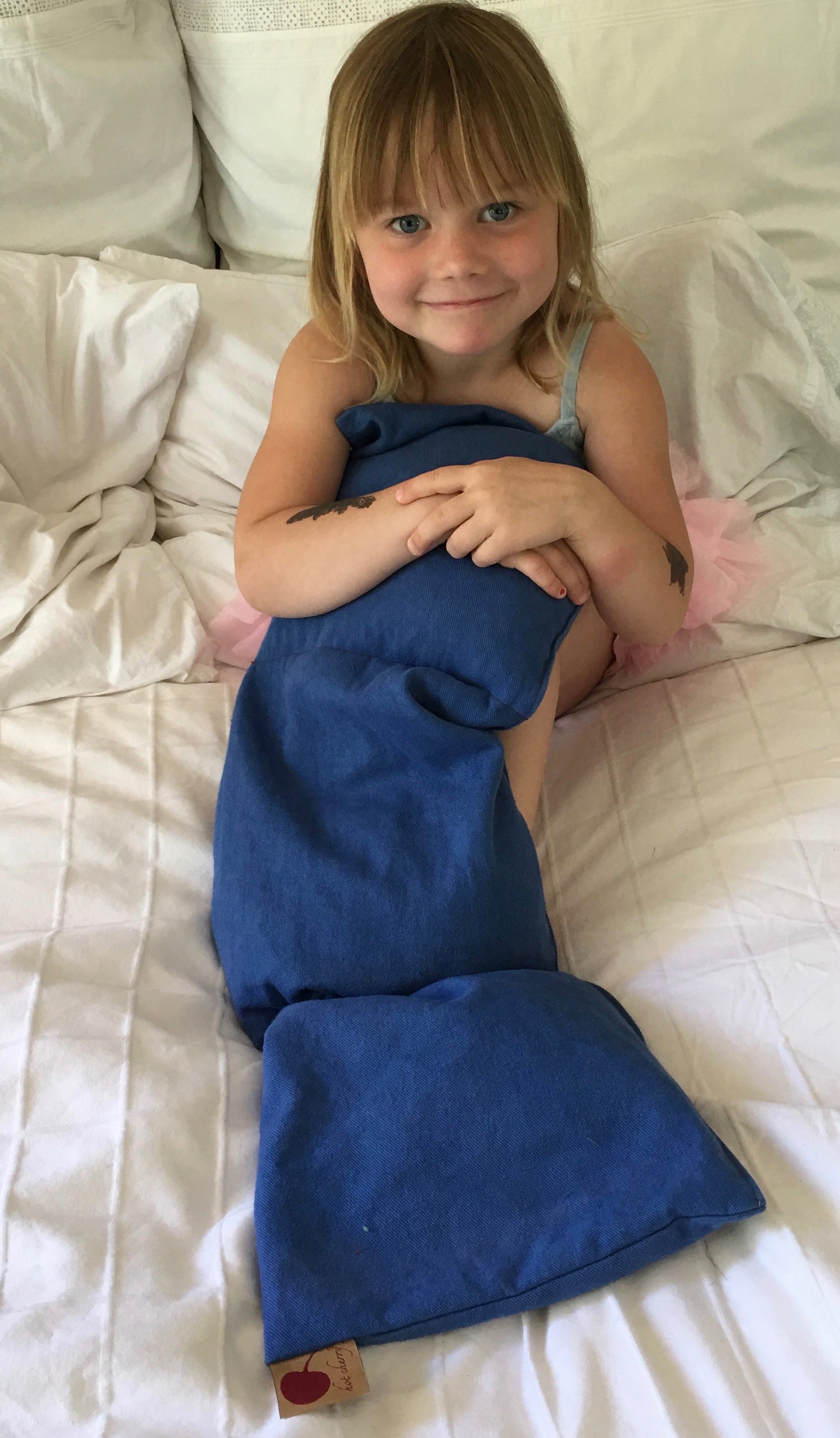 Triple Square Pillow in Blue Denim-3
