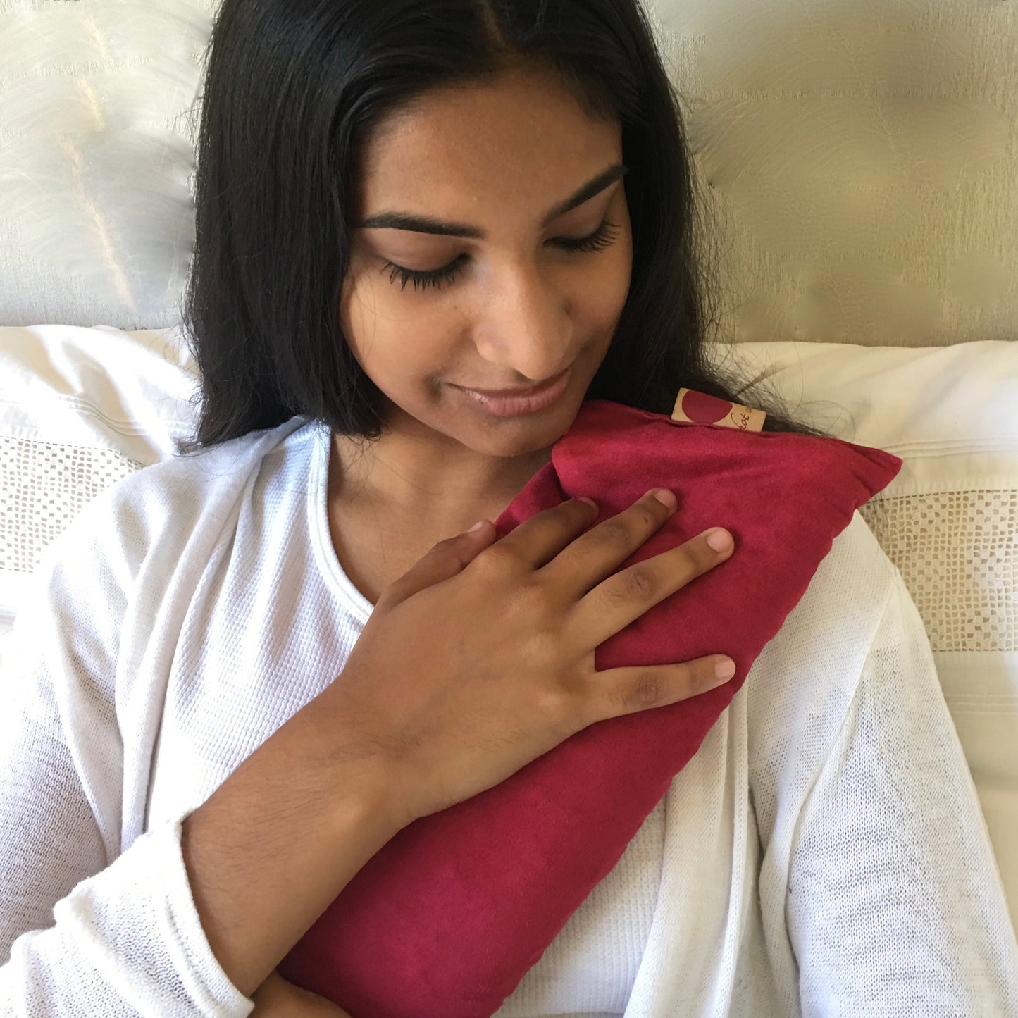 Rectangle/Cervical Pillow in Red Ultra-suede-2