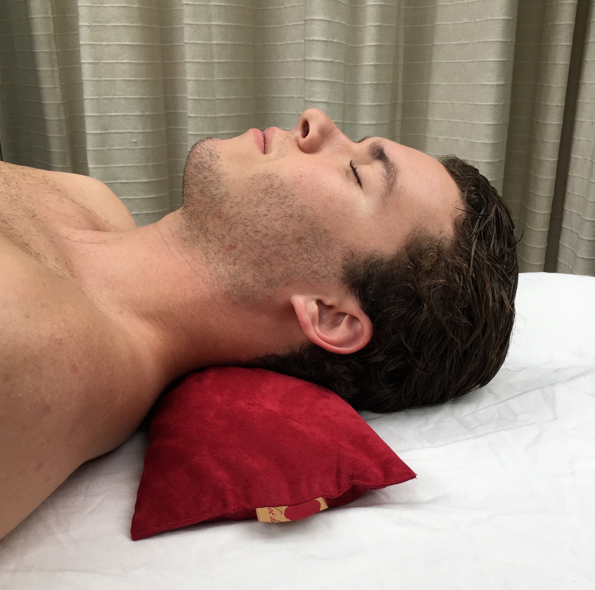 Rectangle/Cervical Pillow in Red Ultra-suede-3