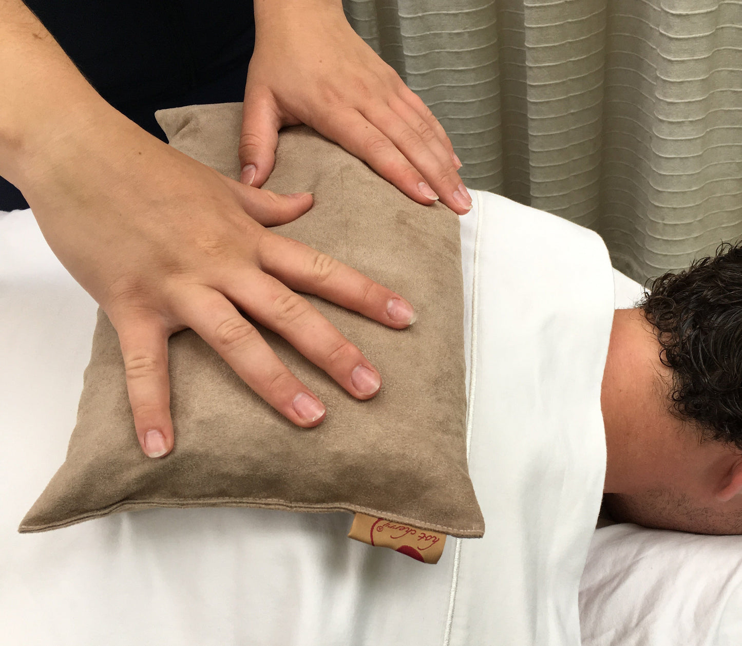 Large Rectangle Cherry Stone Pillow in Tan Ultra-Suede-0