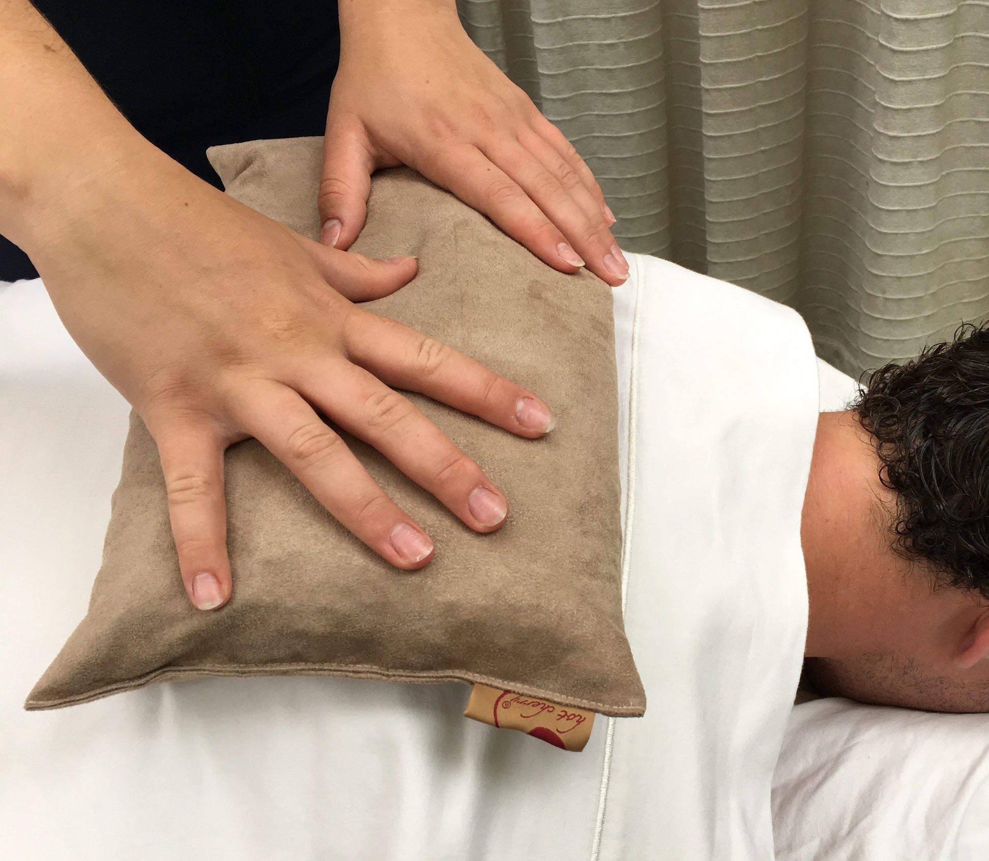 Large Rectangle Cherry Stone Pillow in Tan Ultra-Suede-0
