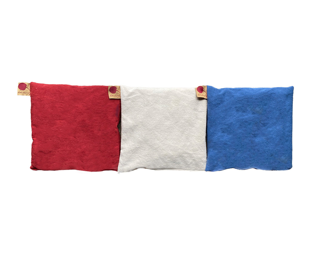Summer Stack ––3 Square Denim Pillows –– Red, Blue & Natural-1