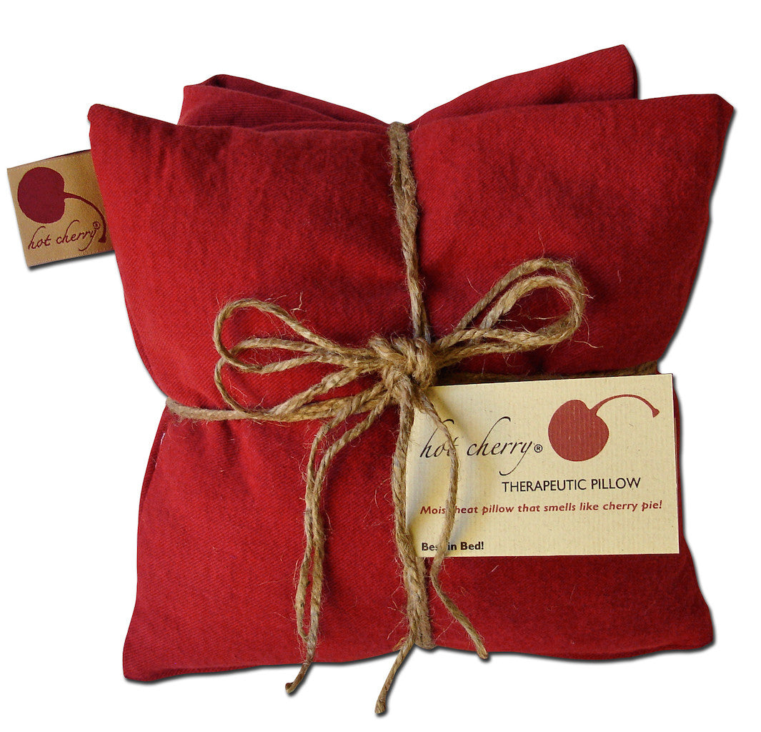 Triple Square Pillow in Red Denim-1